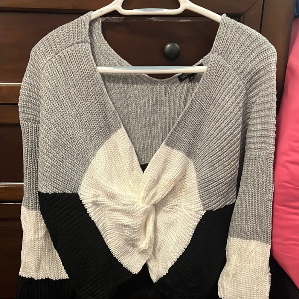 Fashion Nova Gray and White Teddy Jacket